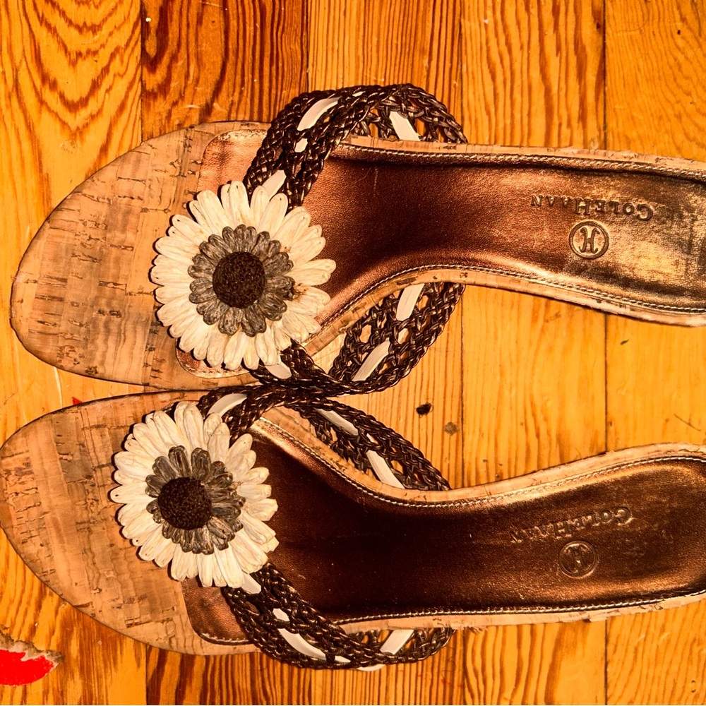 Corkys Brown and White Floral Sandals